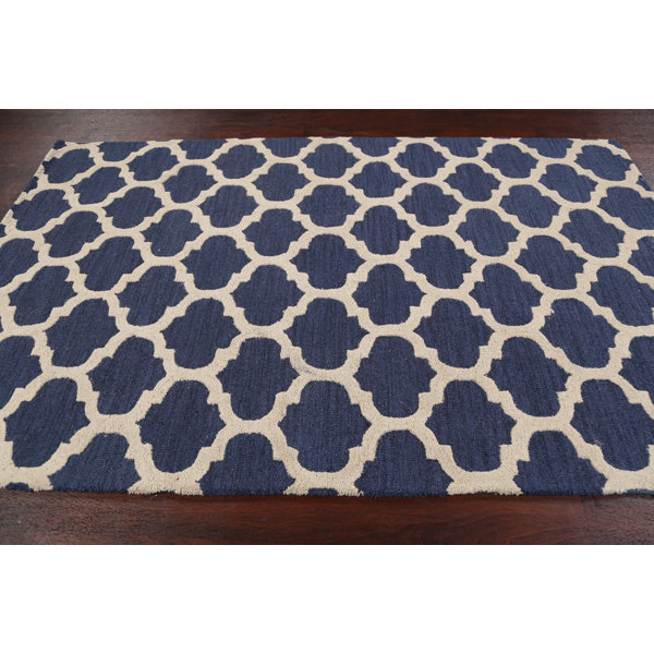Red Barrel Studio® Handmade Wool Navy Blue Rug Wayfair